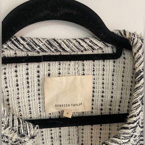 Rebecca Taylor Boucle Tweed Black & White Cotton Jacket - Picture 9 of 9